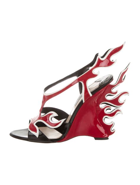 prada flames|prada flame wedge shoes.